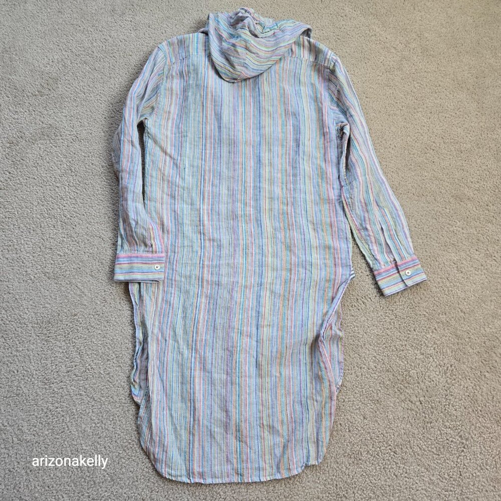 NWOT The Salting Linen Hoodie Tunic Coverup 0 Colorful Stripe Unisex - Picture 7 of 11